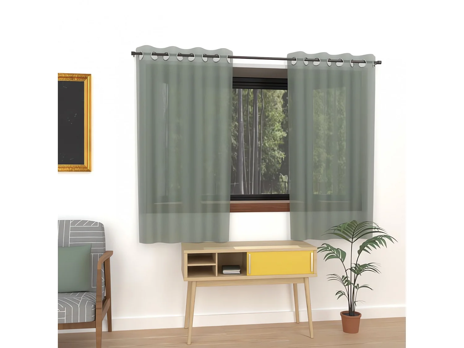 Cortina con ojales 135x180 cm ALIX verde, de Soleil d'ocre