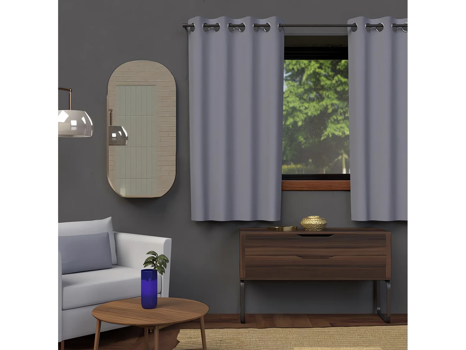 Cortina con ojales 135x180 cm BLACKOUT gris