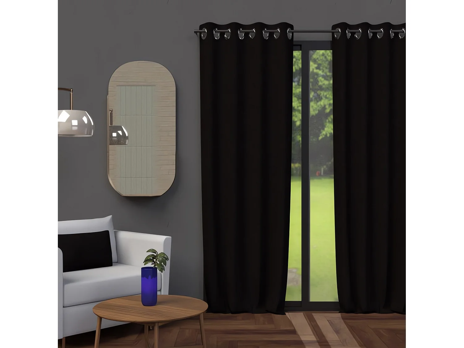 Cortina con ojales 135X250 cm BLACKOUT negro