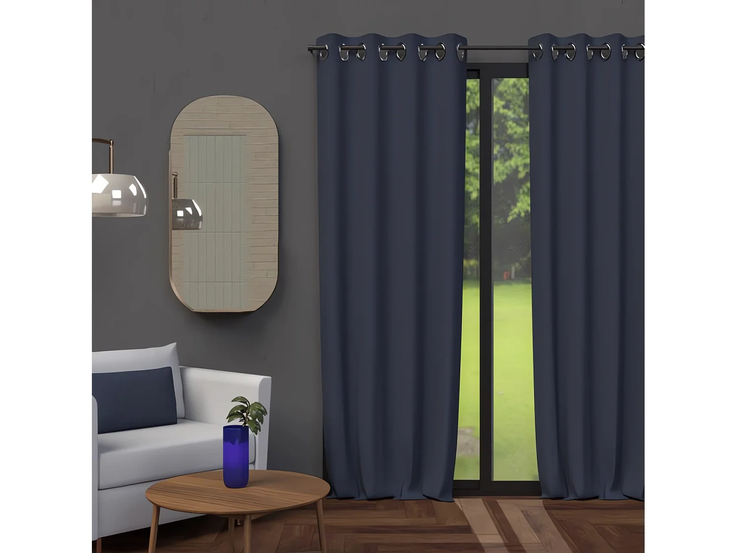 Cortina con ojales 135X250 cm BLACKOUT blue jeans