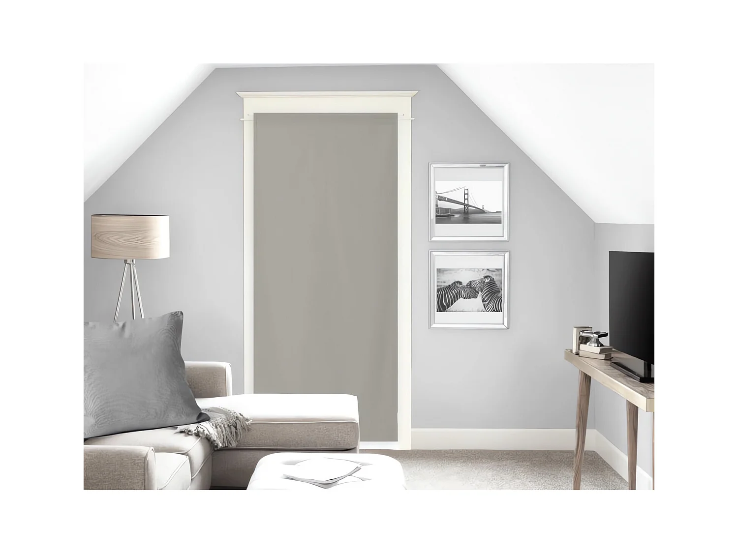 Voilage pour porte fenêtre 70x200 cm NOEMIE taupe, par Soleil d'Ocre