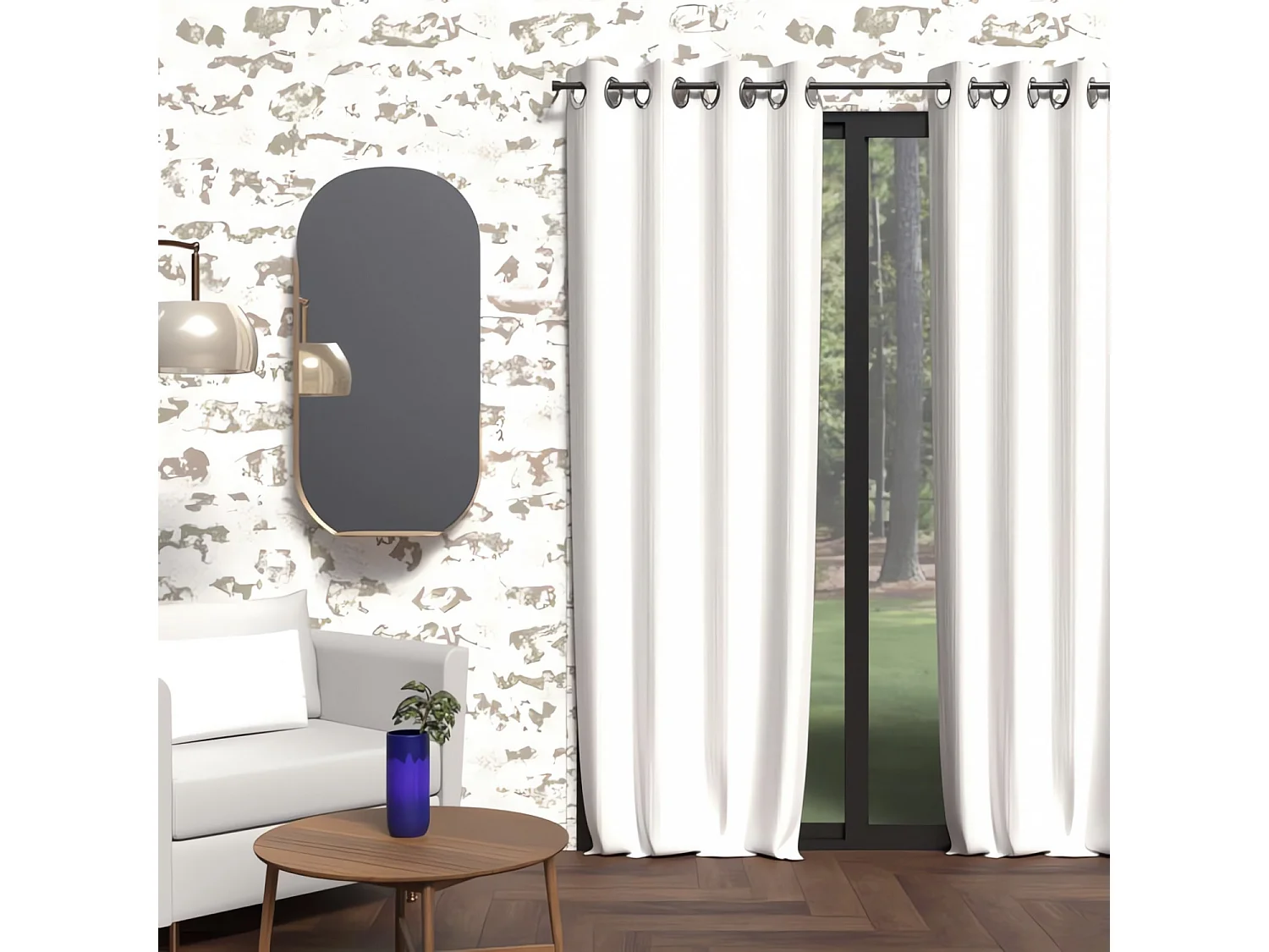 Cortina opaca con ojales 135X250 CM BOHEME blanco