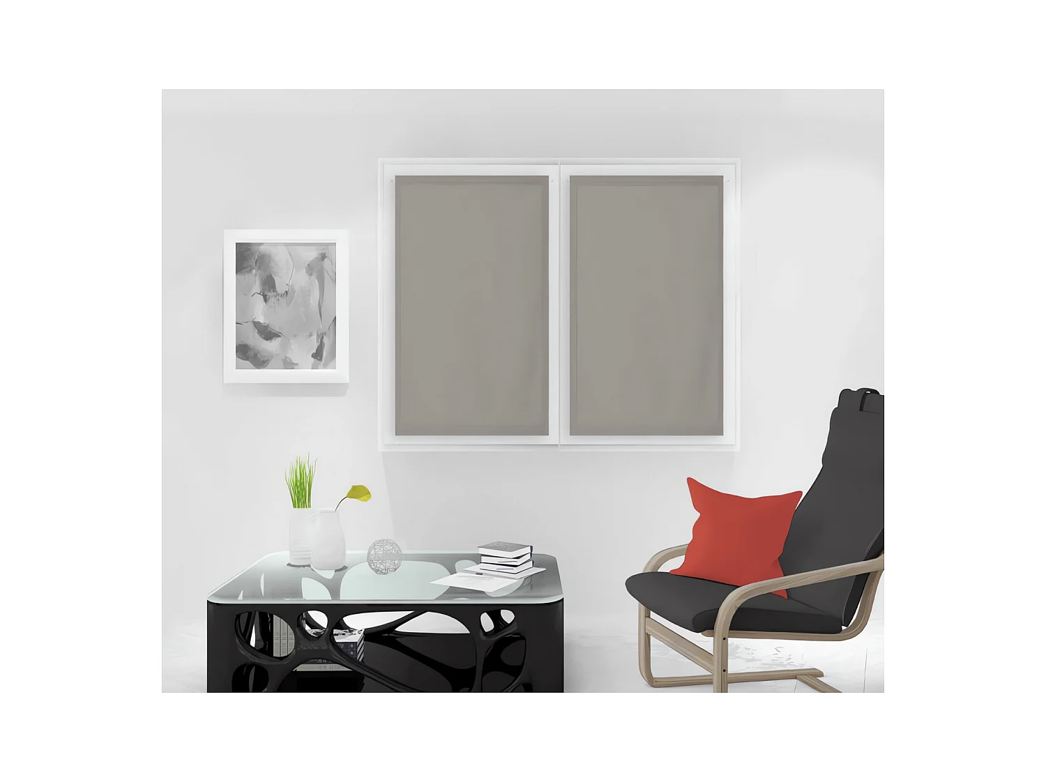 Paire de brise bise 90x120 cm DOLLY taupe