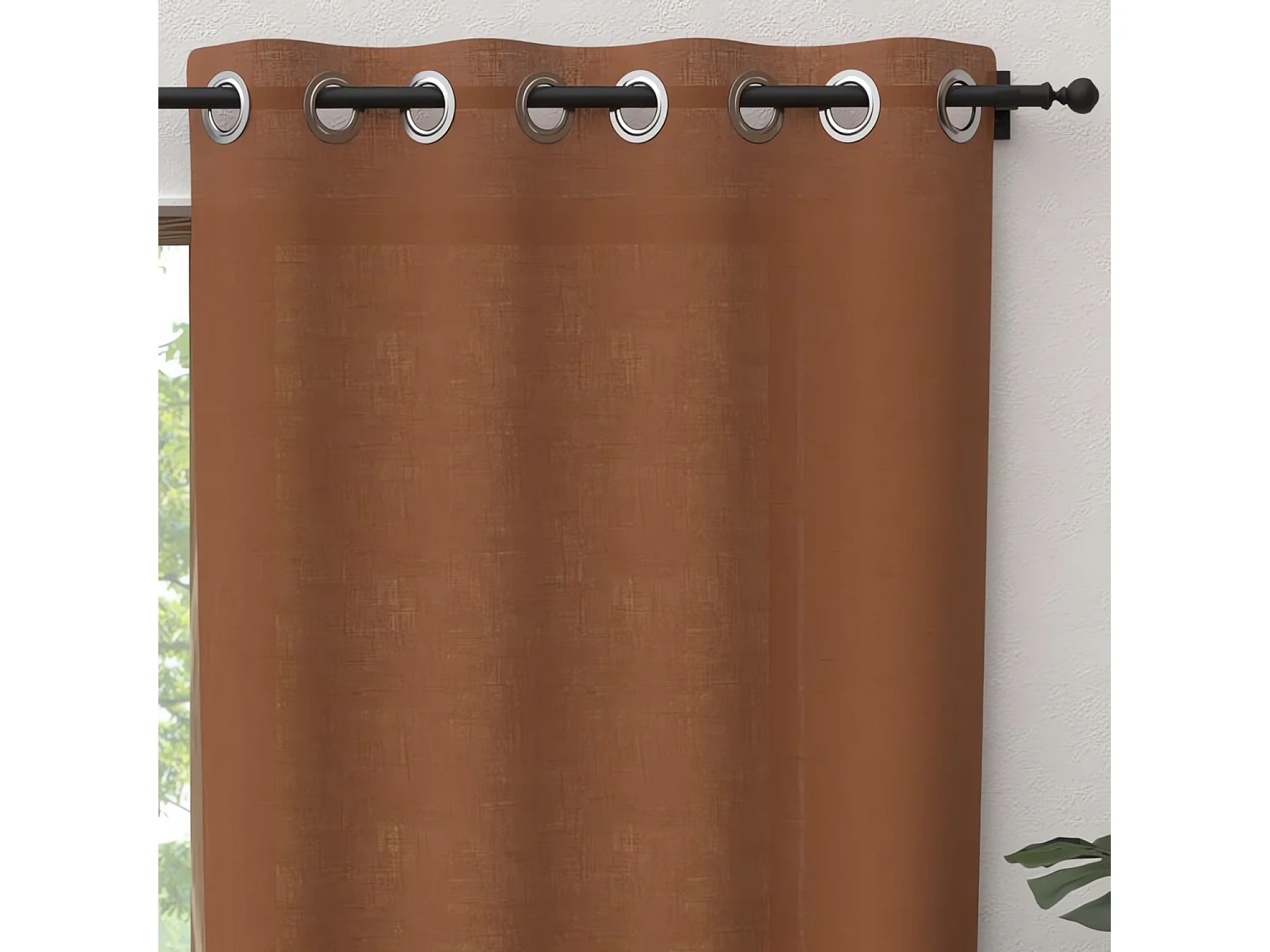 Cortina con ojales de algodón puro 135x300 cm PANAMA terra, de Soleil d'Ocre