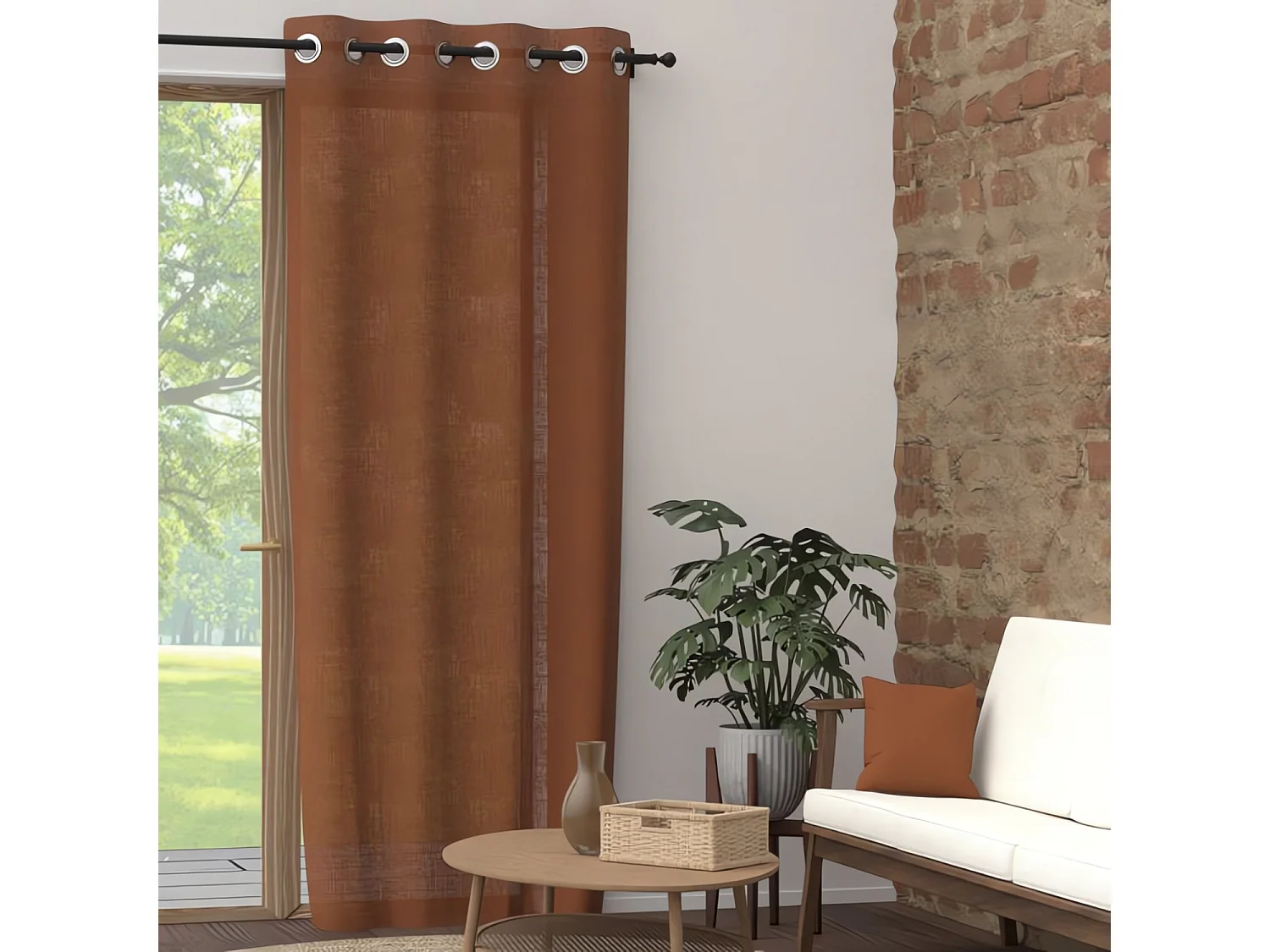 Cortina con ojales de algodón puro 135x300 cm PANAMA terra, por Soleil d'Ocre