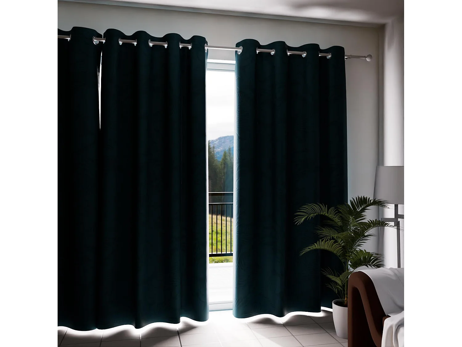 Rideau occultant à oeillets 135x250 cm TROPIC, par Soleil d'Ocre