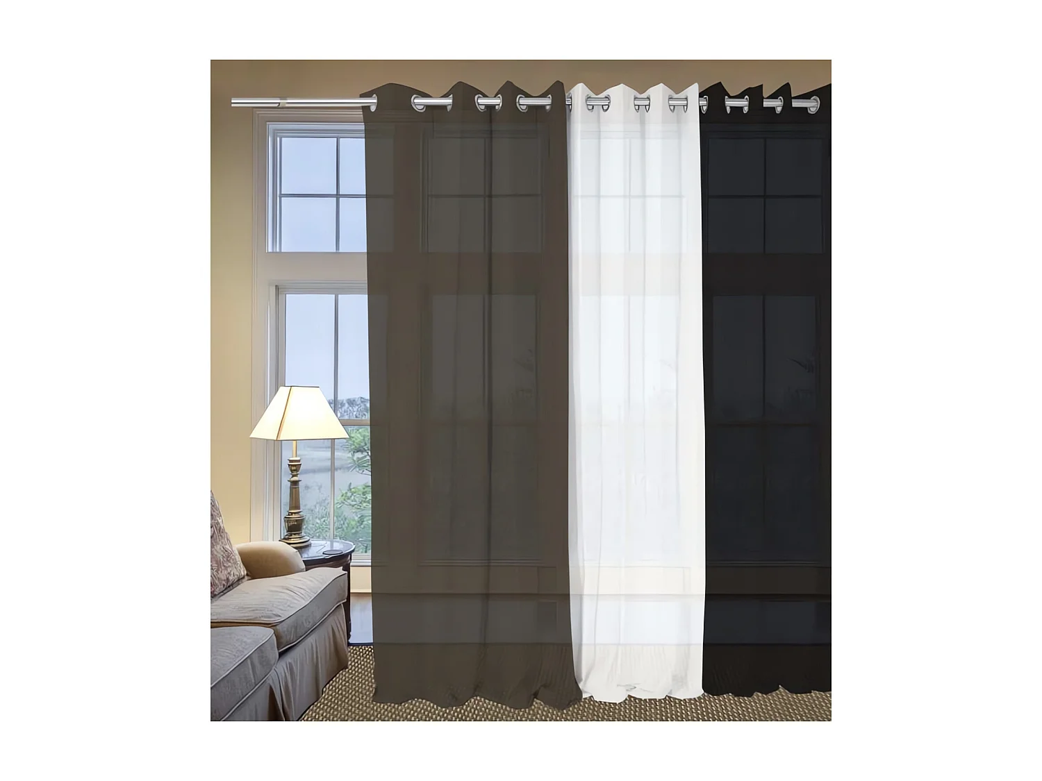 Voile à oeillets en coton 135x250 cm PANAMA taupe, par Soleil d'Ocre