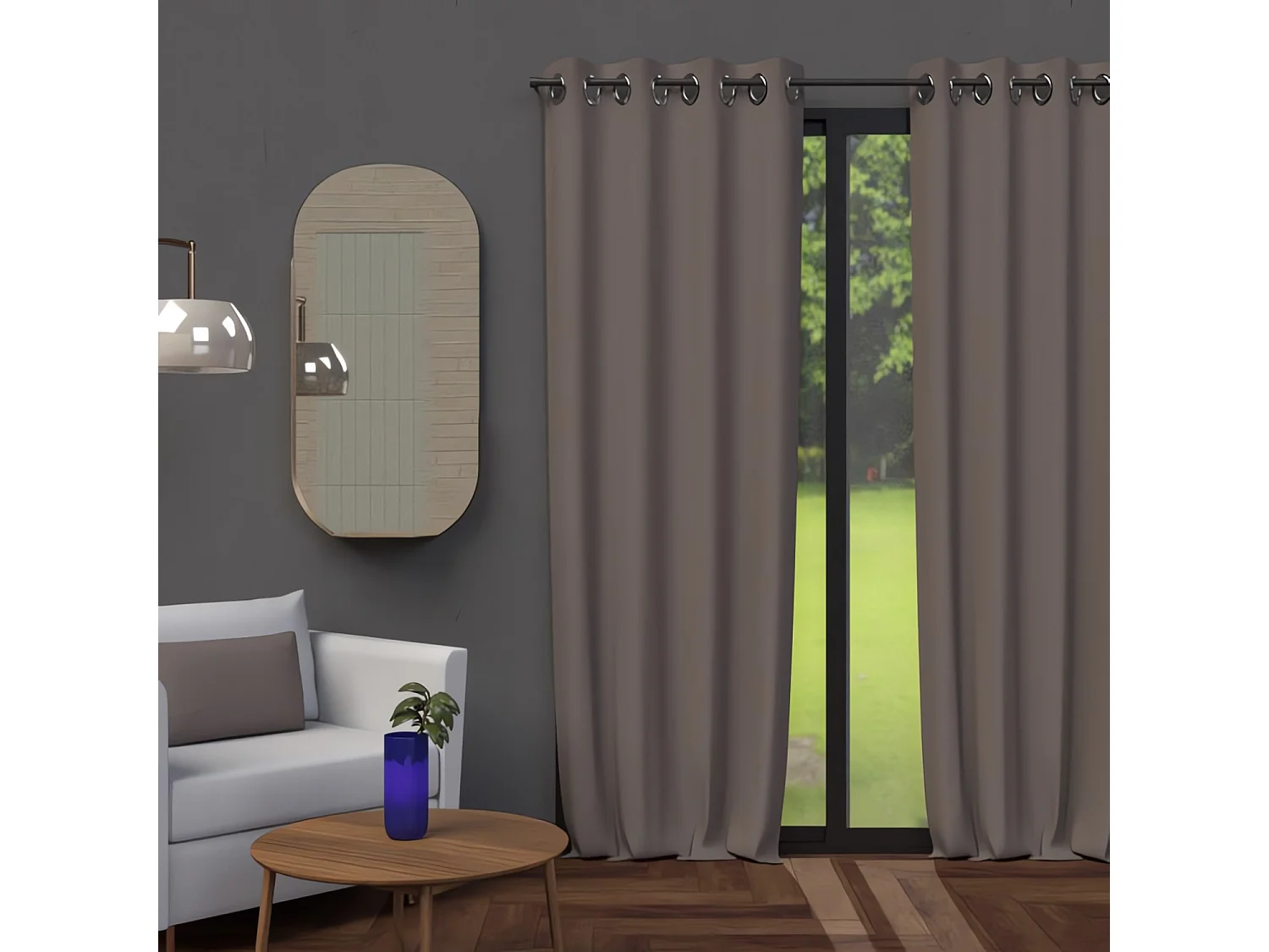 Cortina con ojales 135X250 cm BLACKOUT moka