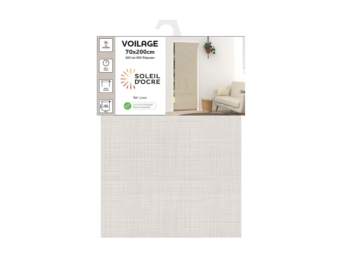 Visillo para puerta de ventana 70x200 cm natural LINEN