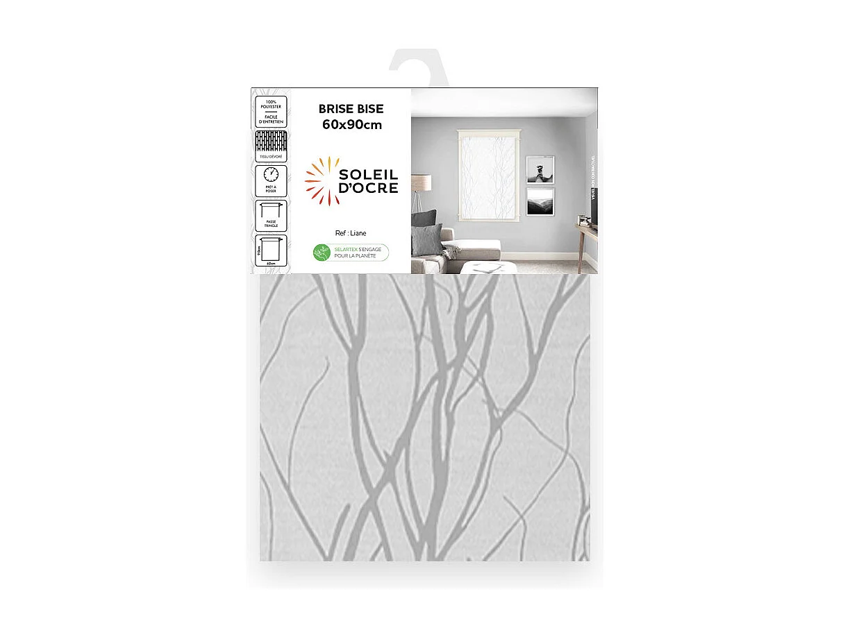 Brise bise 60x90 cm LIANE blanc, par Soleil d'ocre