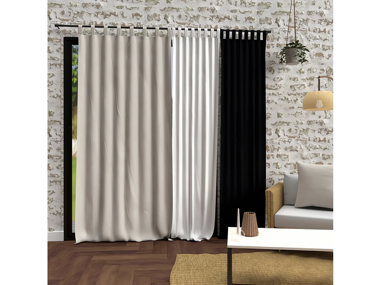 Cortina con patas lavadas de microfibra 135x250 cm Lino BOHEME