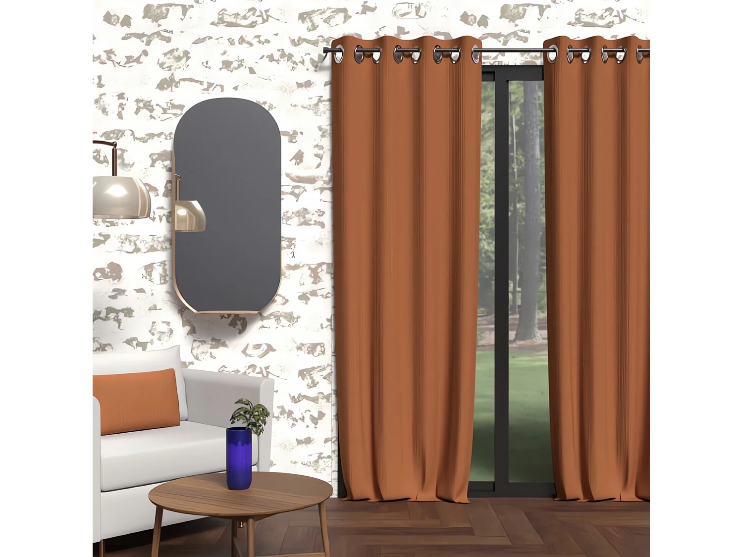 Cortina opaca con ojales 135x250 cm BOHEME terra, de Soleil Ochre