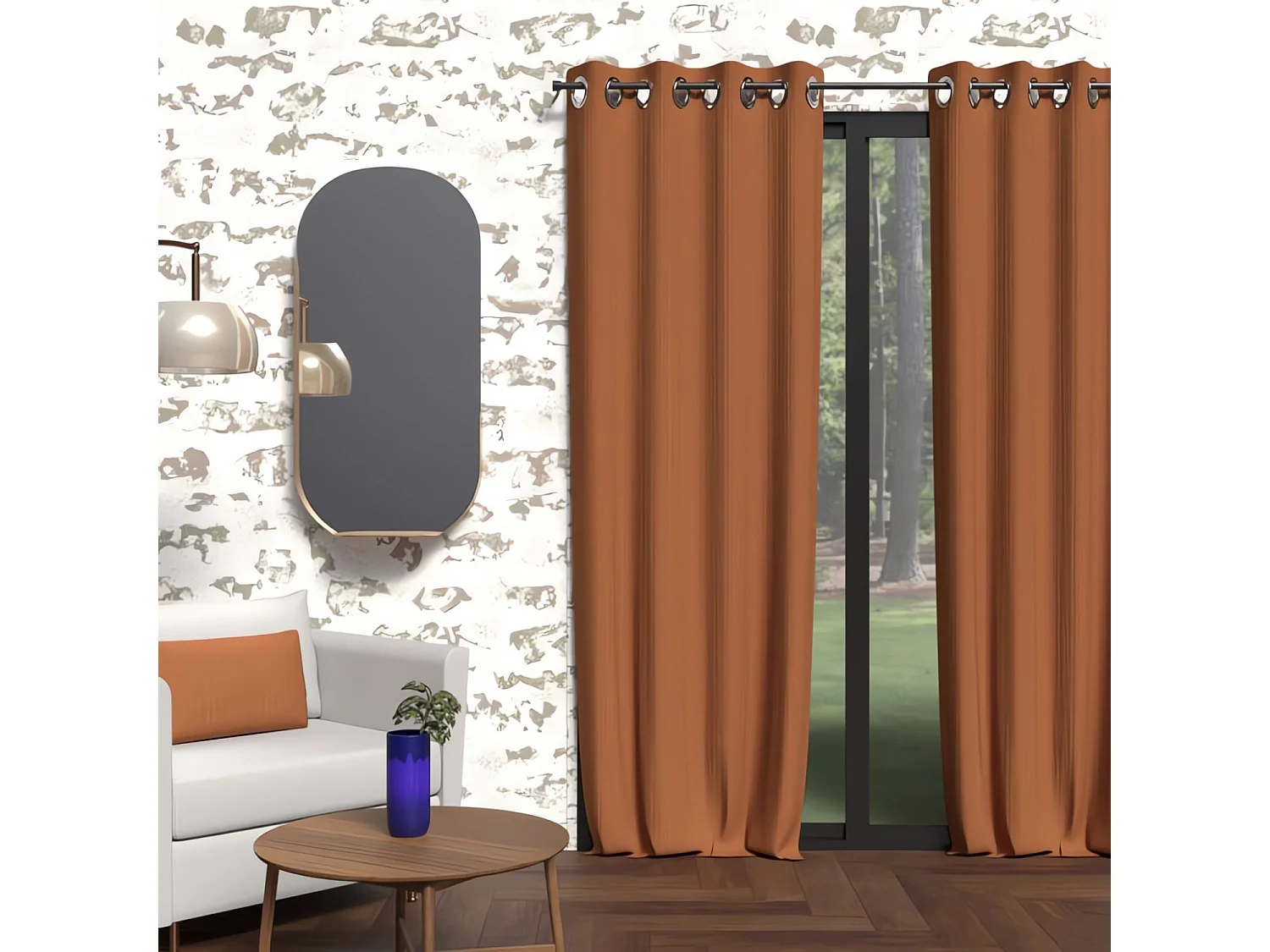 Cortina opaca con ojales 135x250 cm BOHEME terra, por Soleil Ochre