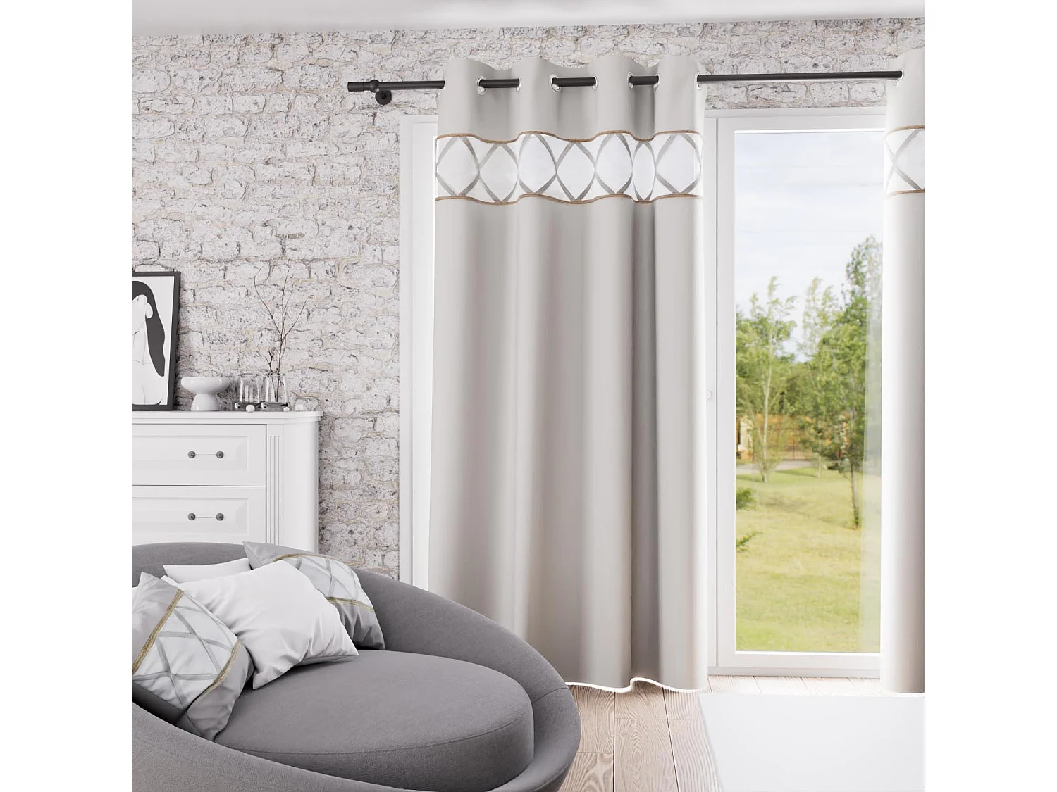 Cortina con ojales de algodón puro 135x250 cm AUDE, por Soleil d'Ocre