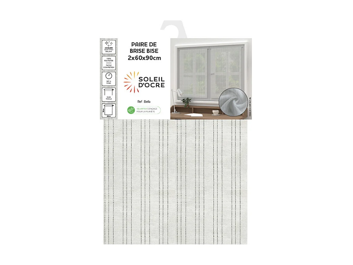 Paire de brise bise 60x90 cm BELLA argent, par Soleil d'ocre