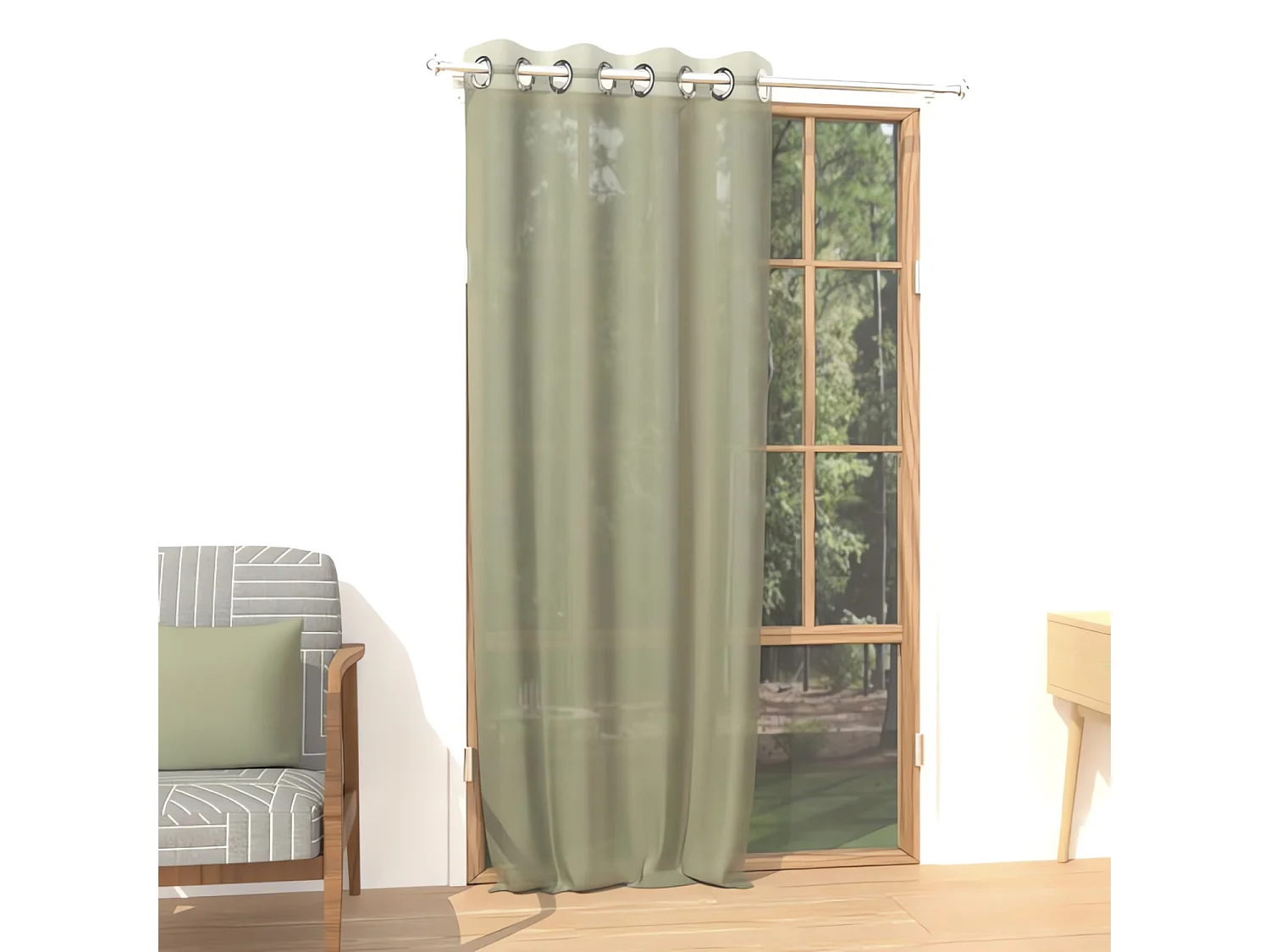 Visillo con ojales 135x250 cm ALIX caqui , por Soleil d'ocre