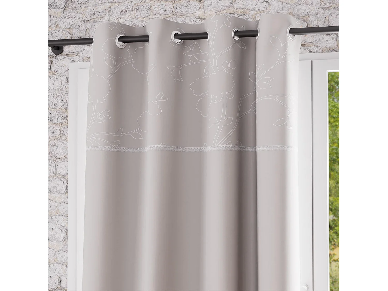 Cortina con ojales  de algodón 135x250 cm ROMANCE