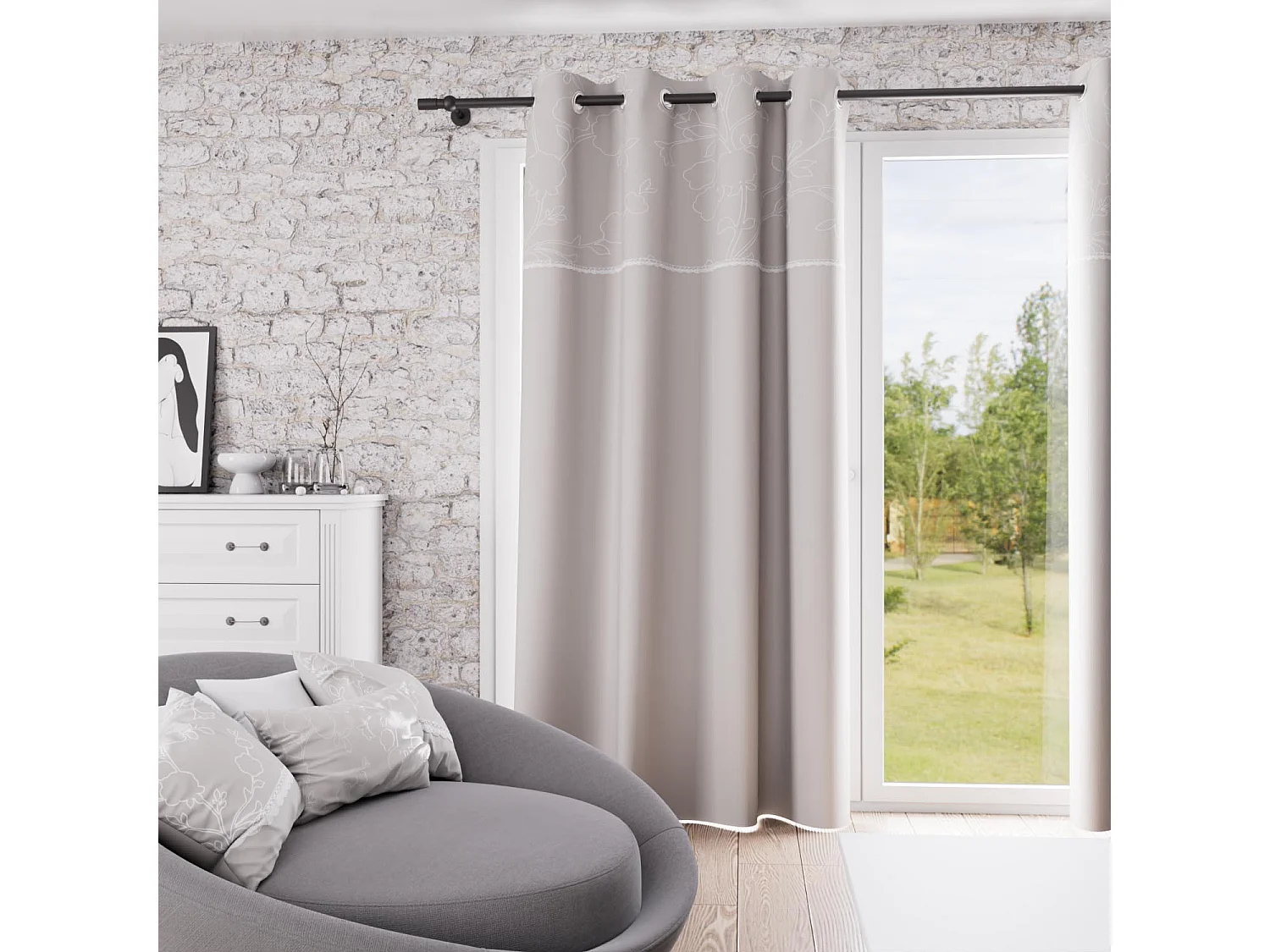 Cortina con ojales  de algodón 135x250 cm ROMANCE