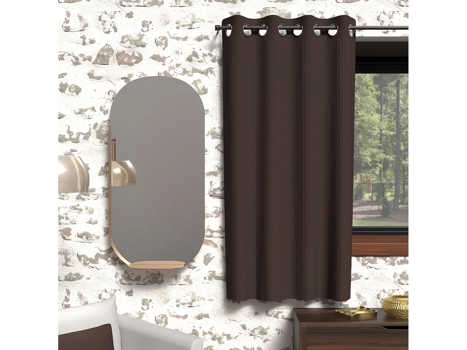 Cortina con ojales aislante 135x180 cm BOHEME marrón, de Soleil d'Ocre