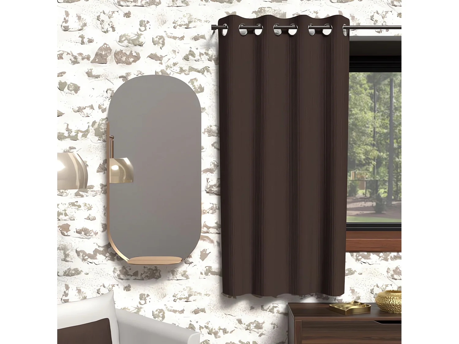 Cortina con ojales aislante 135x180 cm BOHEME marrón, por Soleil d'Ocre