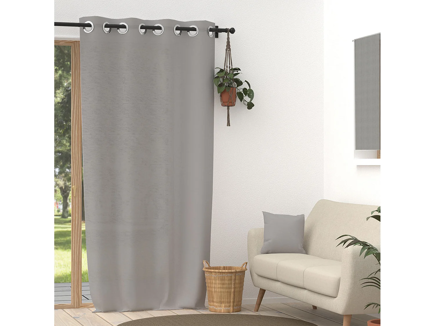 Visillo de lino con ojales 135x250 cm LINO gris, de Soleil d'Ocre