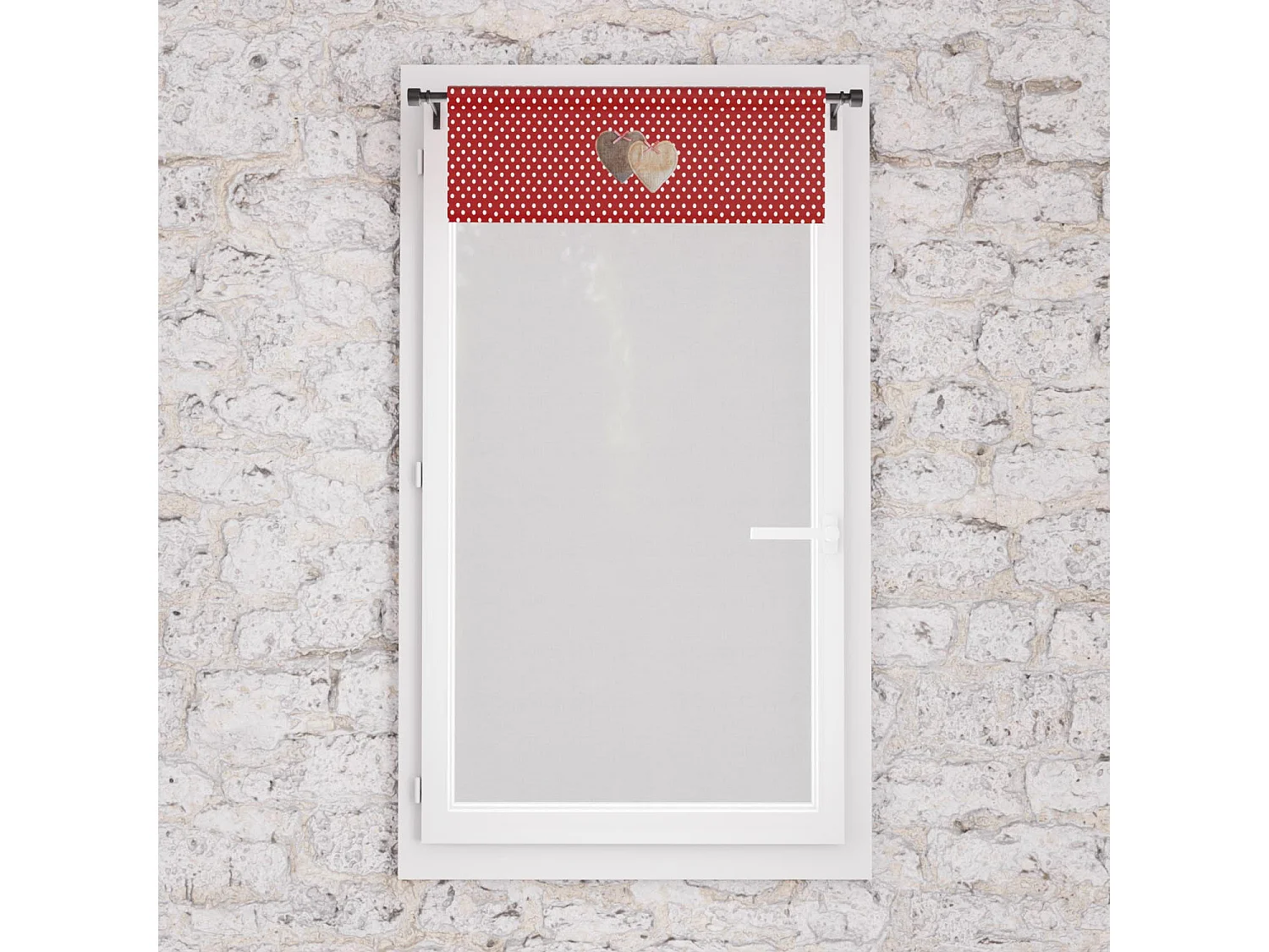 Visillo para ventana puro algodón 45x90 cm LOVE rojo