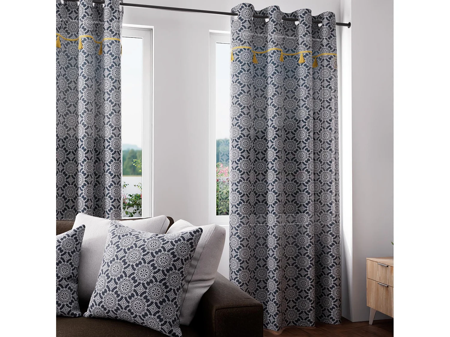 Voile à oeillets coton 135x250 cm ESMERALDA, par Soleil d'ocre