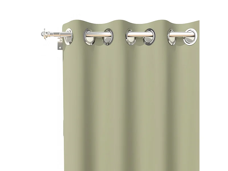 Rideau uni à oeillets infroissable 135x180 cm ALIX kaki, par Soleil d'Ocre