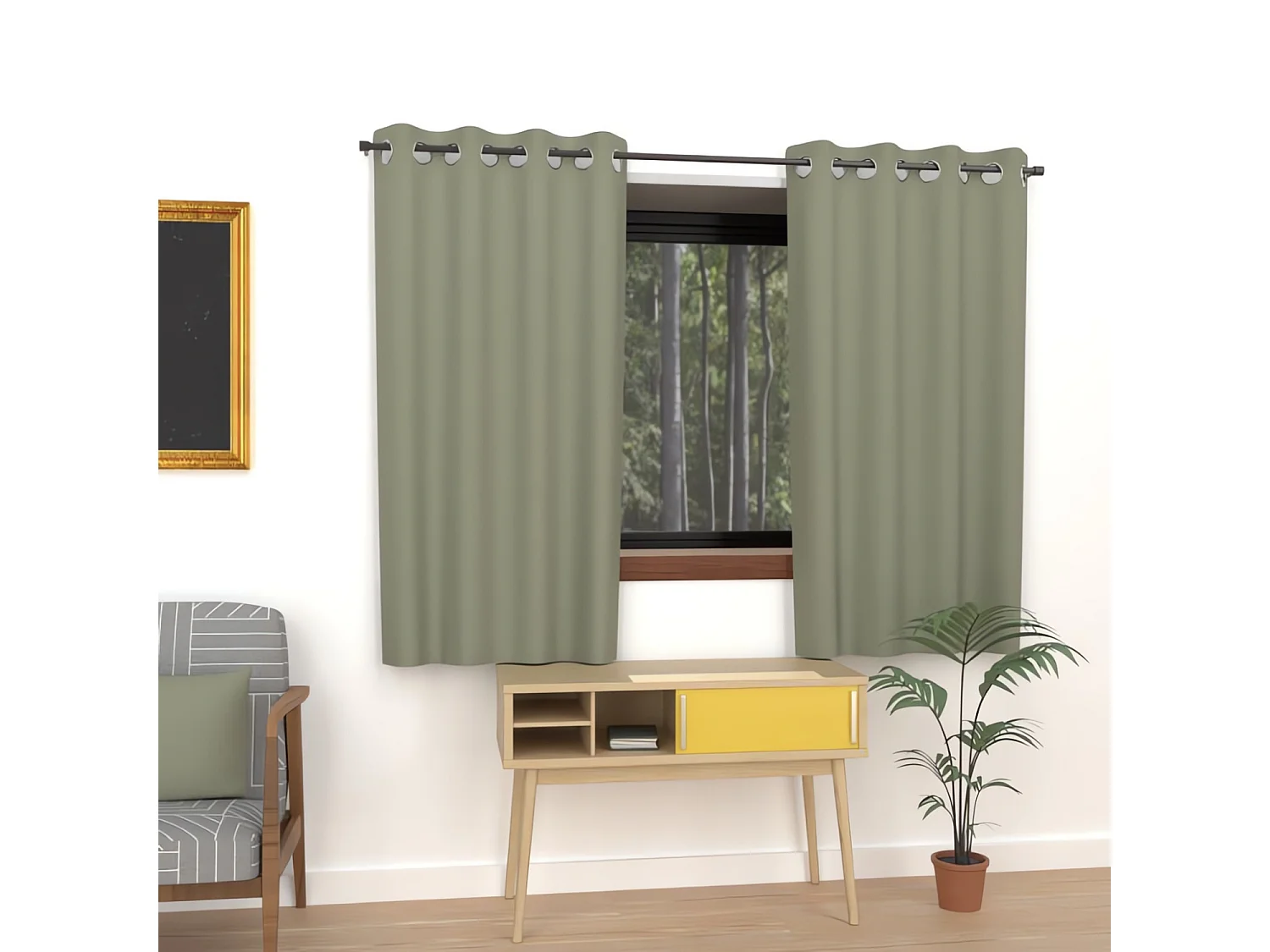 Cortina lisa con ojales antiarrugas 135x180 cm ALIX caqui, por Soleil d'Ocre