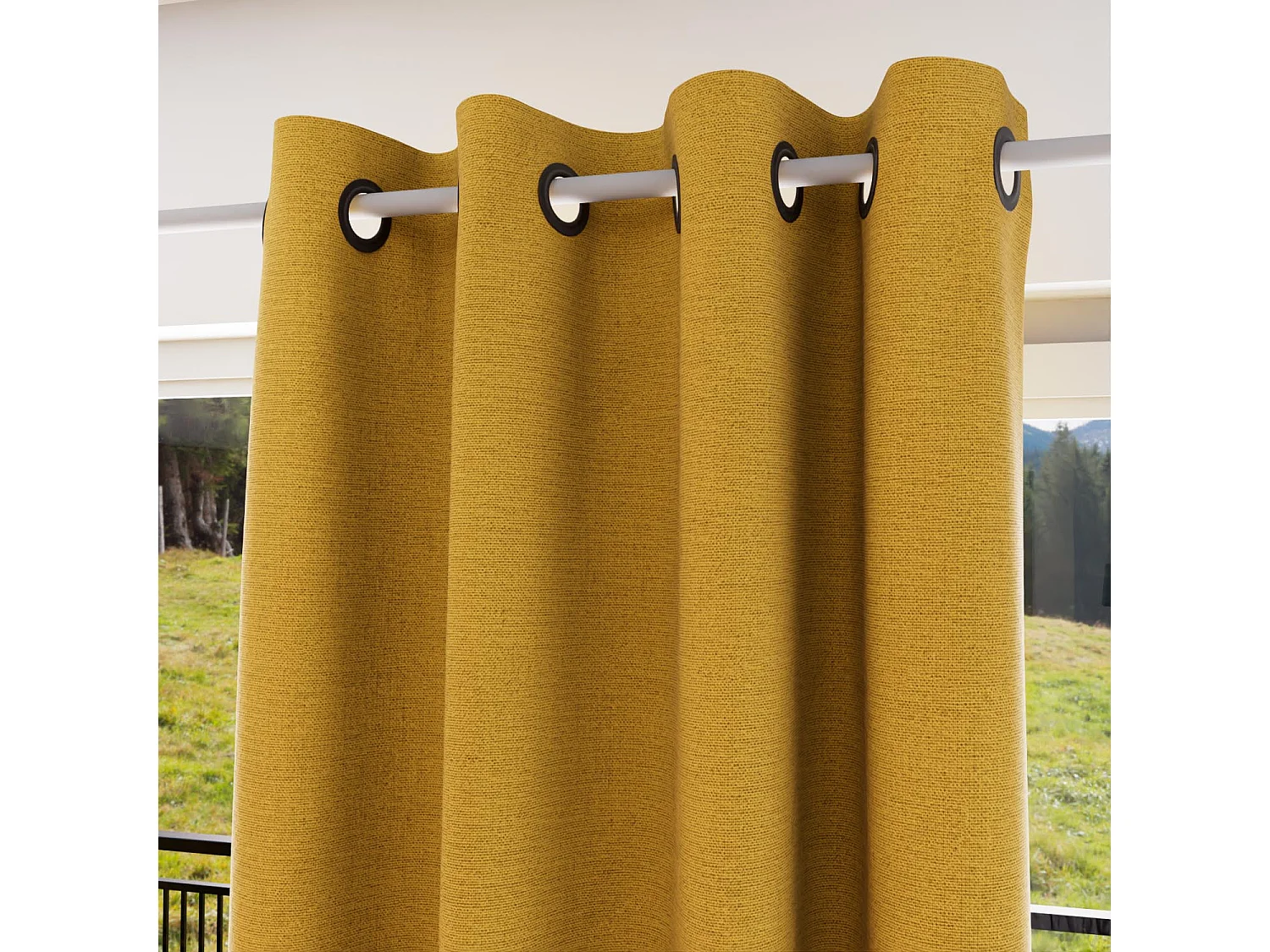 Cortina con ojales aislante y 100% opaca 135x250 cm mostaza ECLIPSE, por Soleil d'ocre