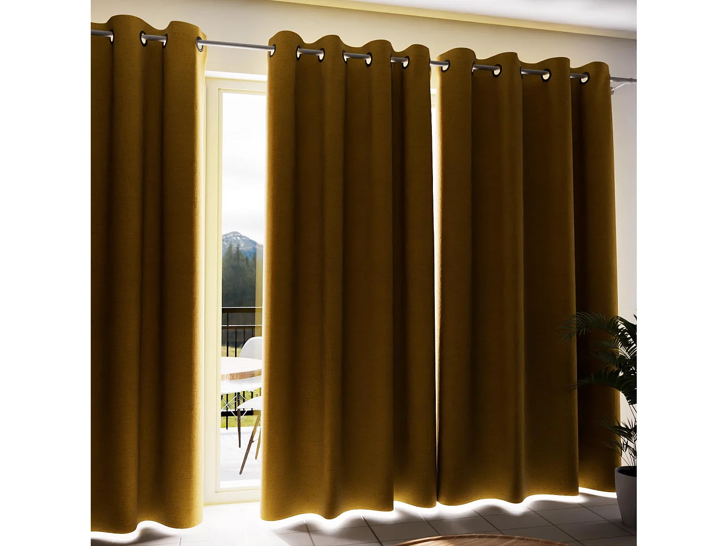 Cortina con ojales aislante y 100% opaca 135x250 cm mostaza ECLIPSE, por Soleil d'ocre