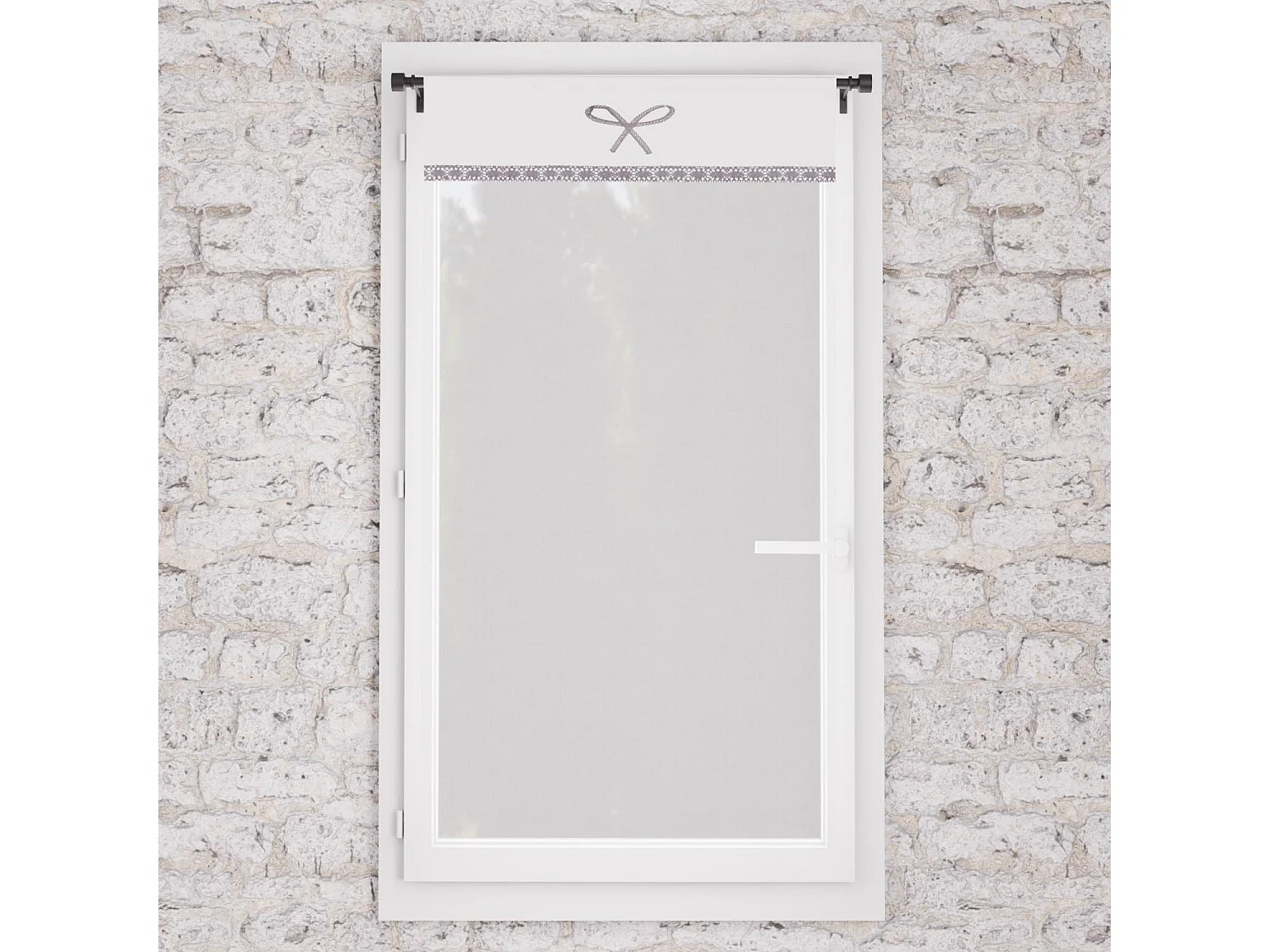 Visillo de algodón bordada 60x120 cm EMILIE blanco, por Soleil d'ocre