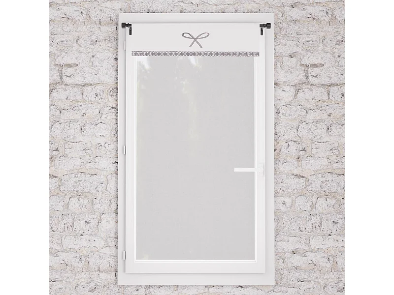 Visillo de algodón bordada 60x120 cm EMILIE blanco, por Soleil d'ocre