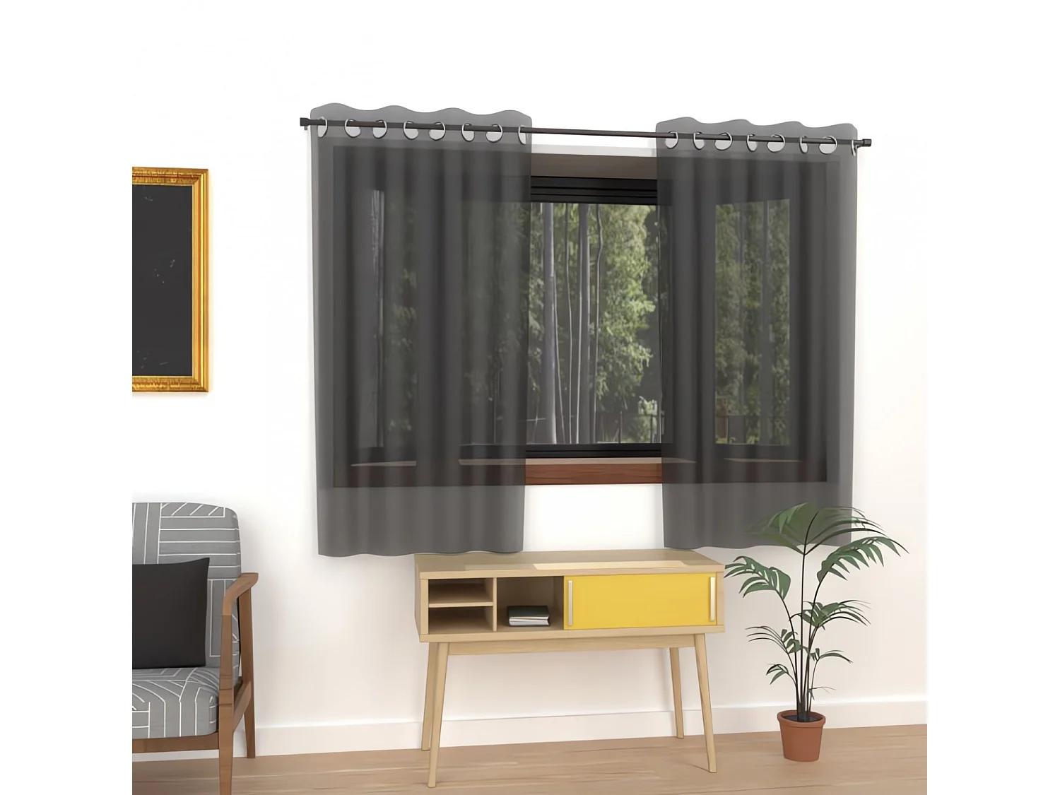 Voilage à oeillets 135x180 cm ALIX noir, par Soleil d'ocre