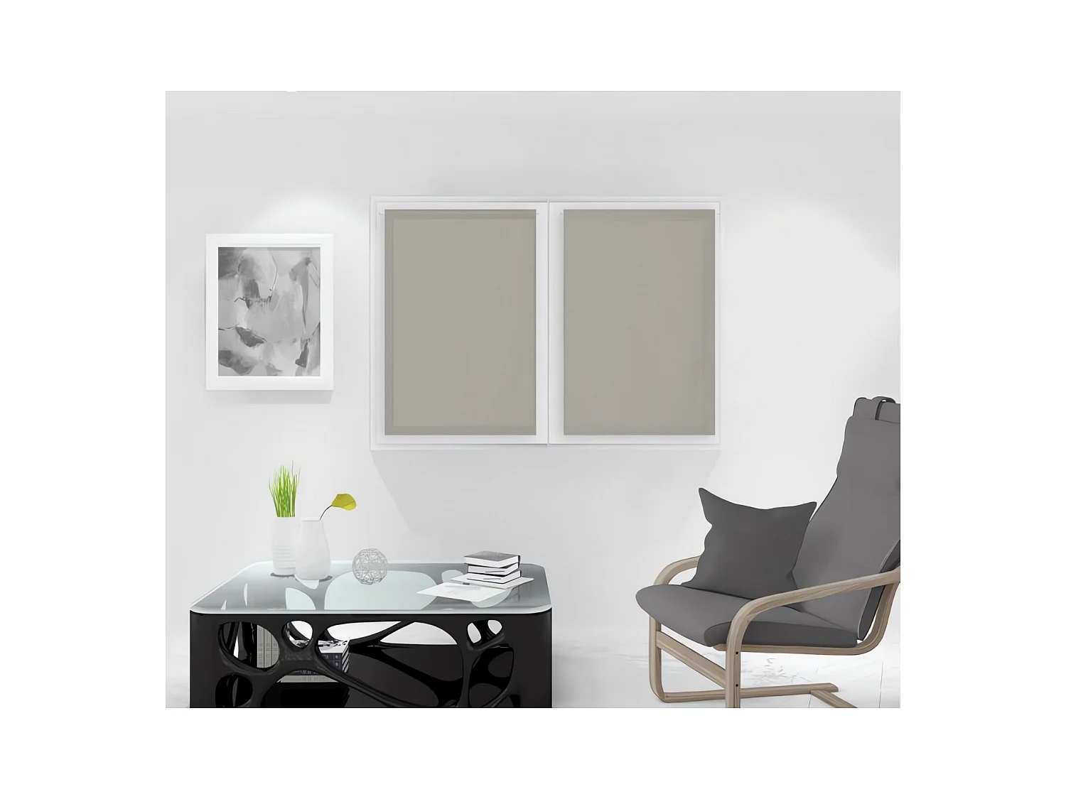 Paire de Brise bise 60x90 cm NOEMIE taupe, par Soleil d'Ocre