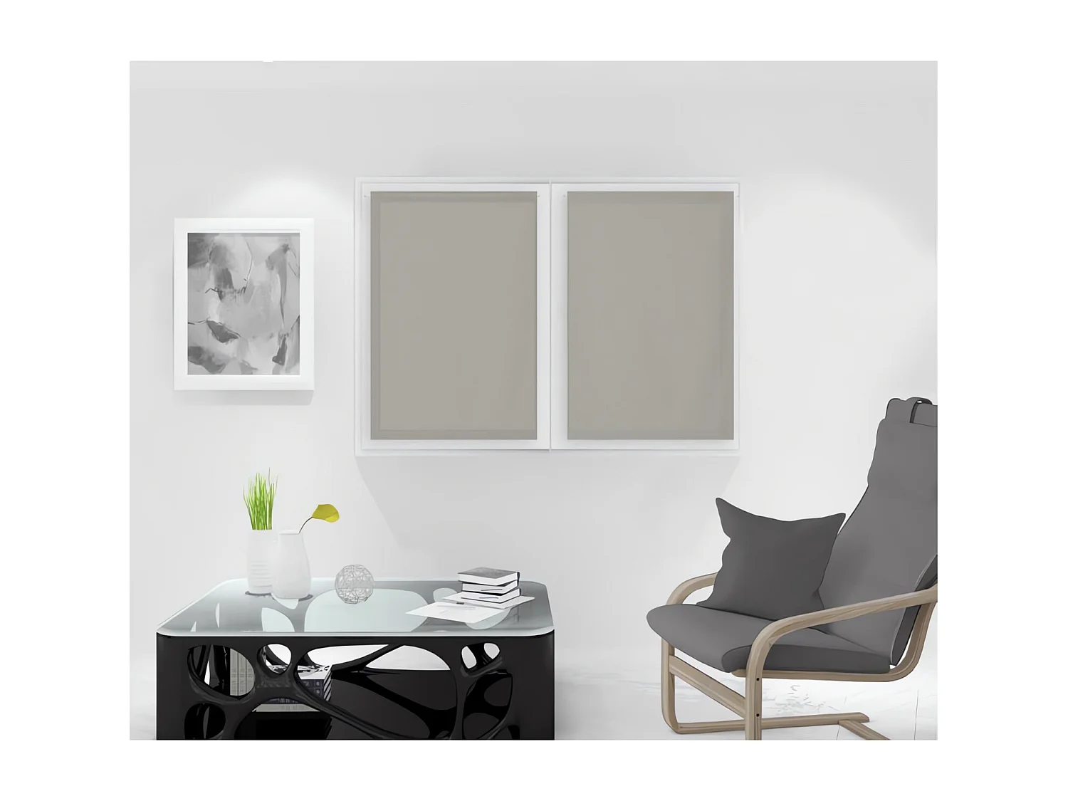 Paire de Brise bise 60x90 cm NOEMIE taupe, par Soleil d'Ocre