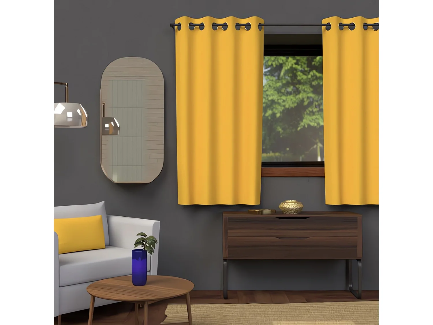 Cortina con ojales 135x180 cm BLACKOUT amarillo radiante