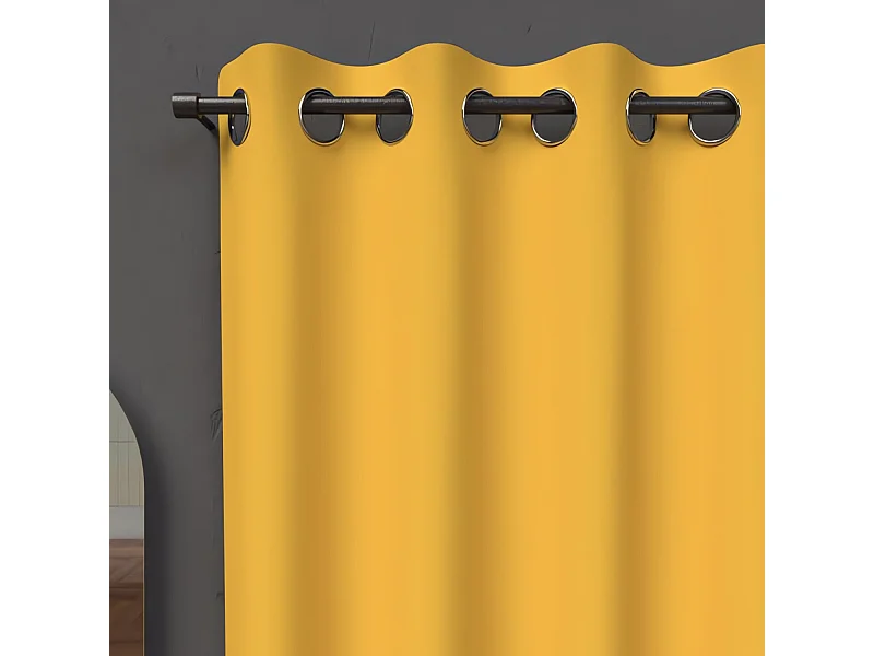 Cortina con ojales 135x180 cm BLACKOUT amarillo radiante