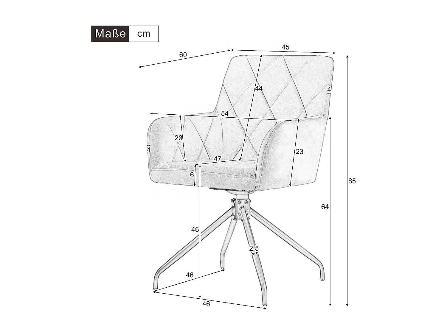 2er-Set Esszimmerstühle 360° drehbar mit Diamantmuster, moderner Lounge-Stuhl, beige