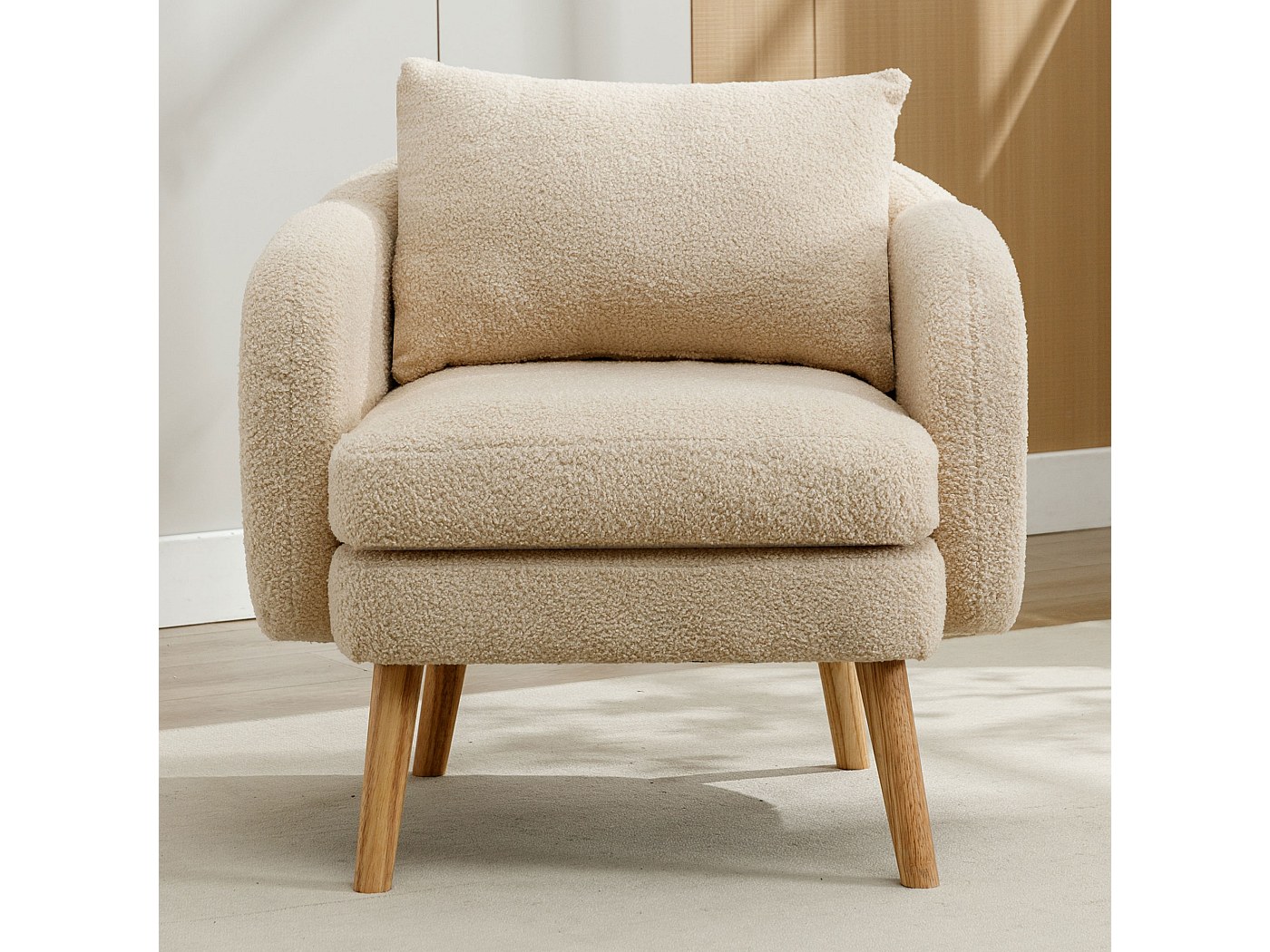 Sillón moderno simple en terciopelo Teddy (con cojín),sillón con cojín ...