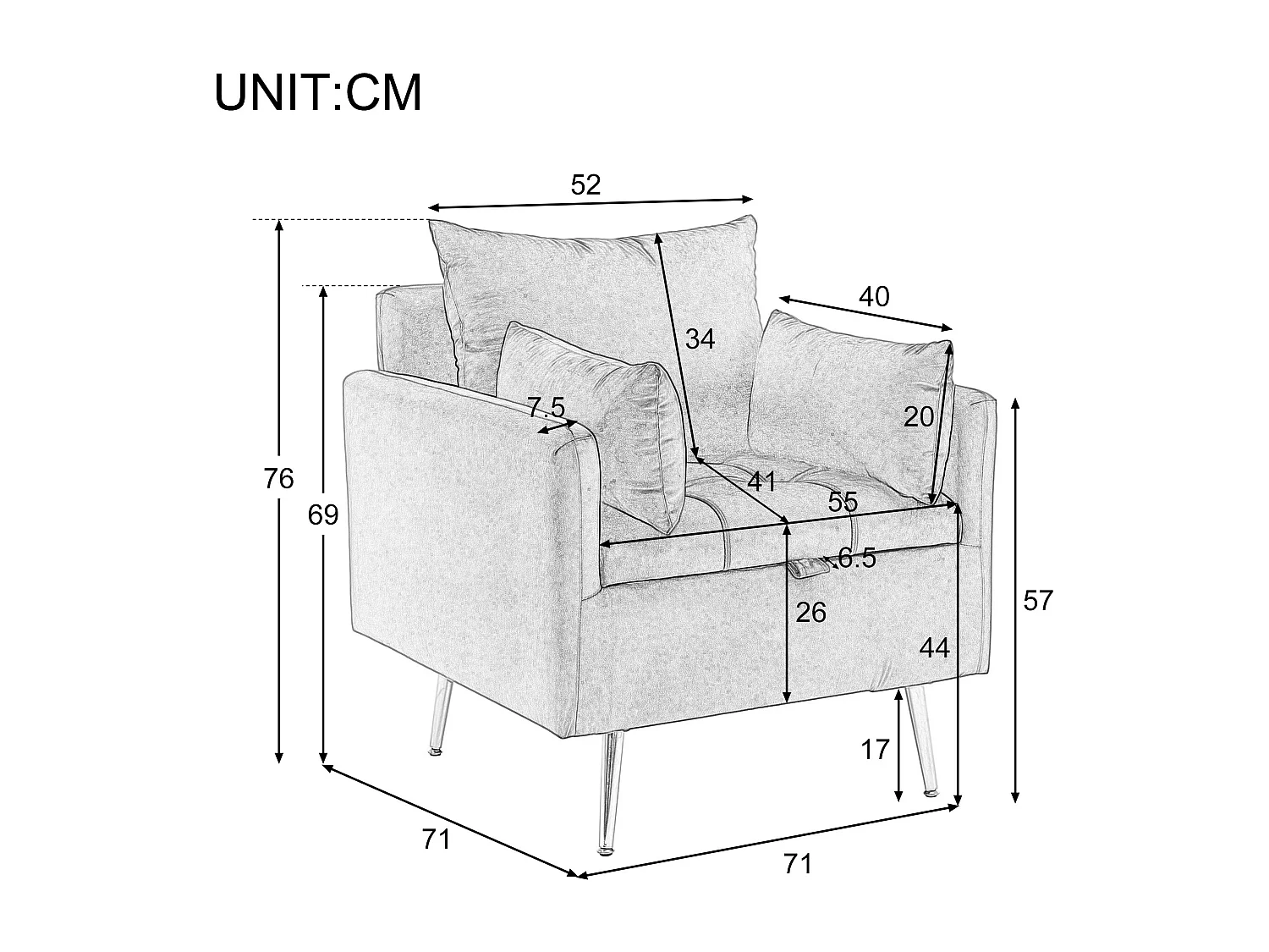 Sedia, poltrona e pouf moderni e minimalisti in velluto con contenitore, cuscini decorativi e gambe in metallo color oro