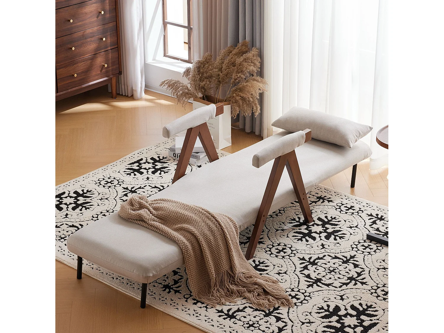 Canapé-lit convertible à 6 réglages, fauteuil pliant avec coussins, siège rembourré, chaise longue