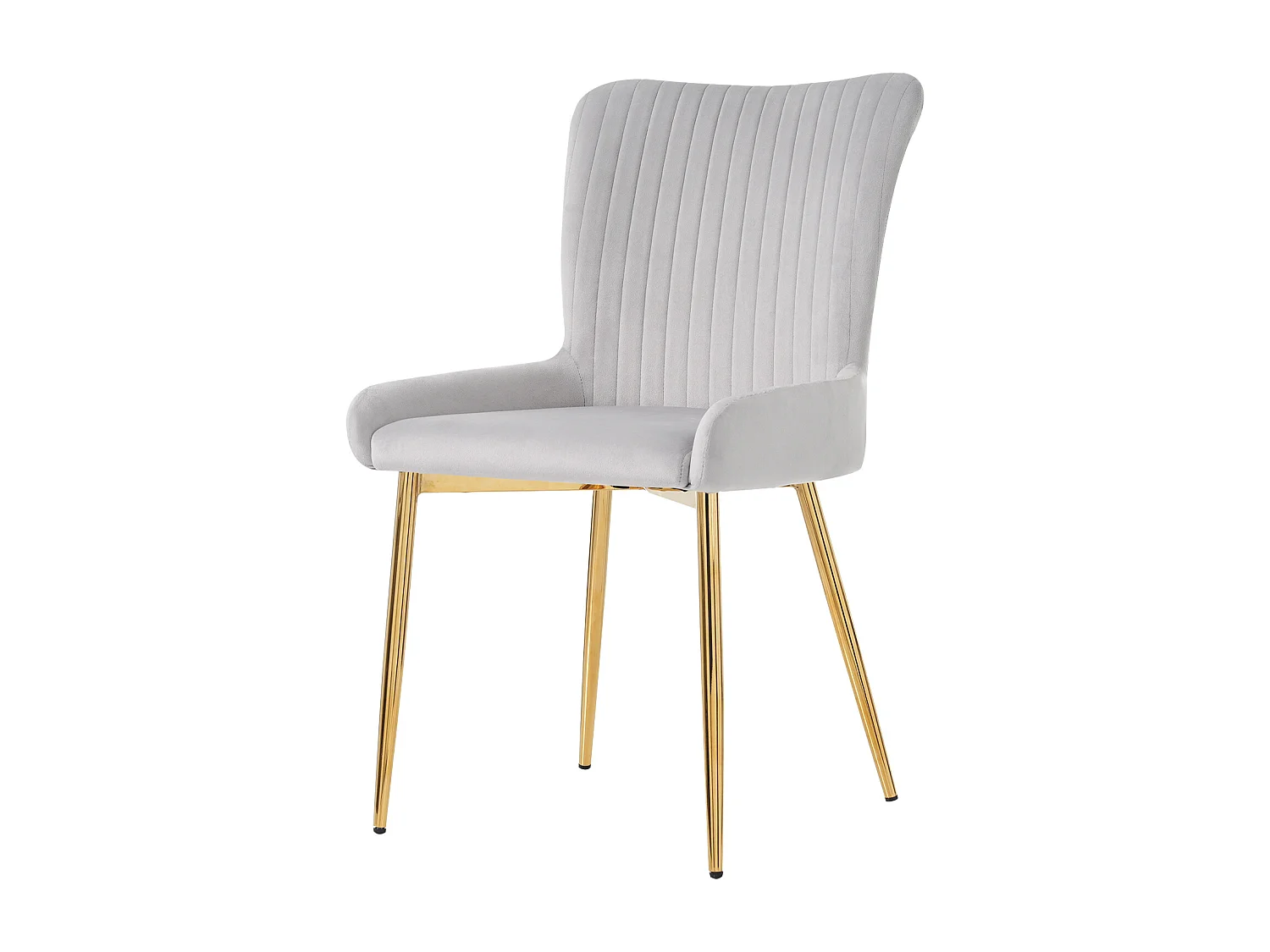 Chaise de salle à manger en velours, ensemble de 2, chaise de salon avec quatre pieds en métal doré, gris
