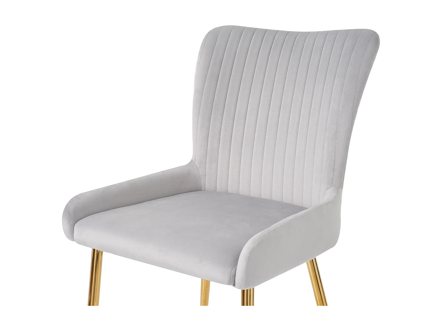 Chaise de salle à manger en velours, ensemble de 2, chaise de salon avec quatre pieds en métal doré, gris