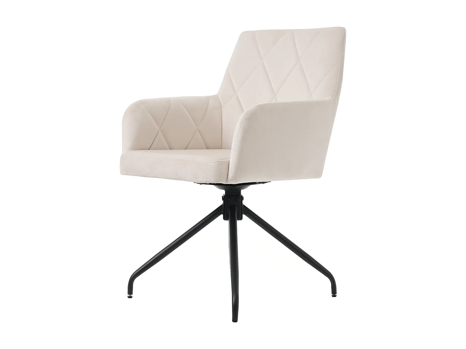 Lot de 6 chaises de salle à manger pivotantes à 360° avec motif diamant, chaise de salon moderne, velours, beige
