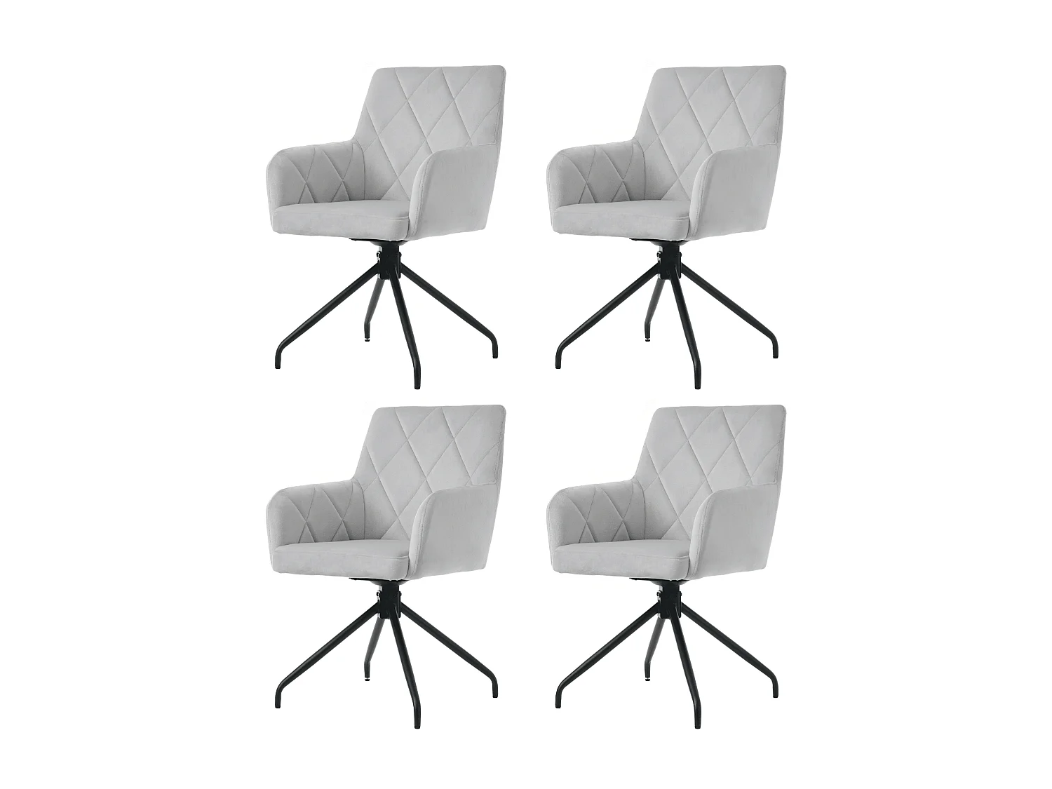 360° drehbarer Esszimmerstuhl, Rautenmuster, moderner Freizeitstuhl, Wohnzimmerstuhl, Studienstuhl, grau