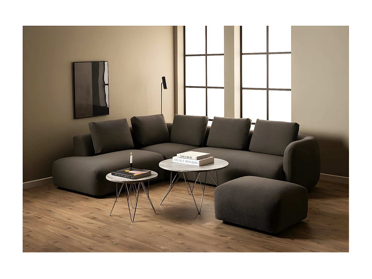 Prany salontafel Ø55cm marmer bruin.