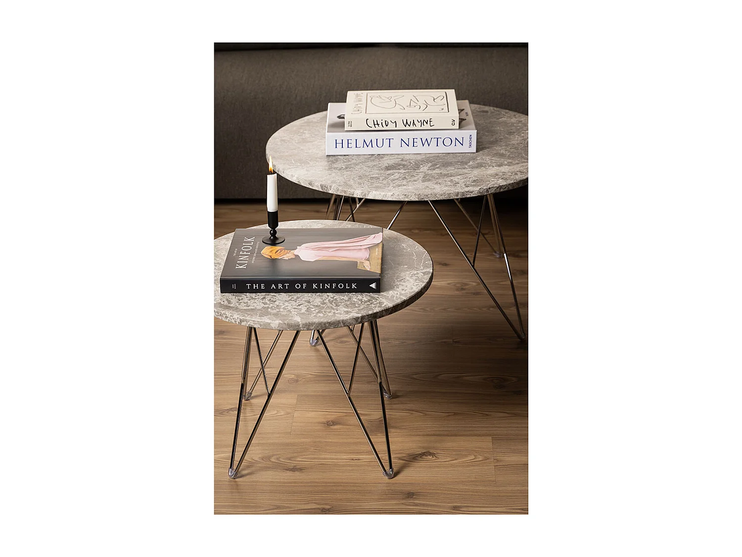 Prany salontafel Ø55cm marmer bruin.