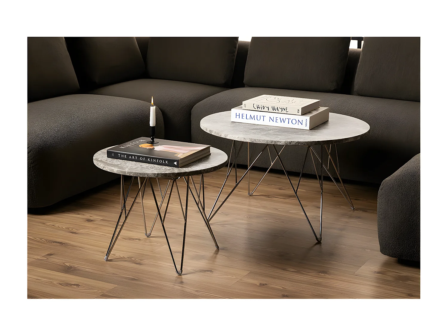 Prany salontafel Ø55cm marmer bruin.