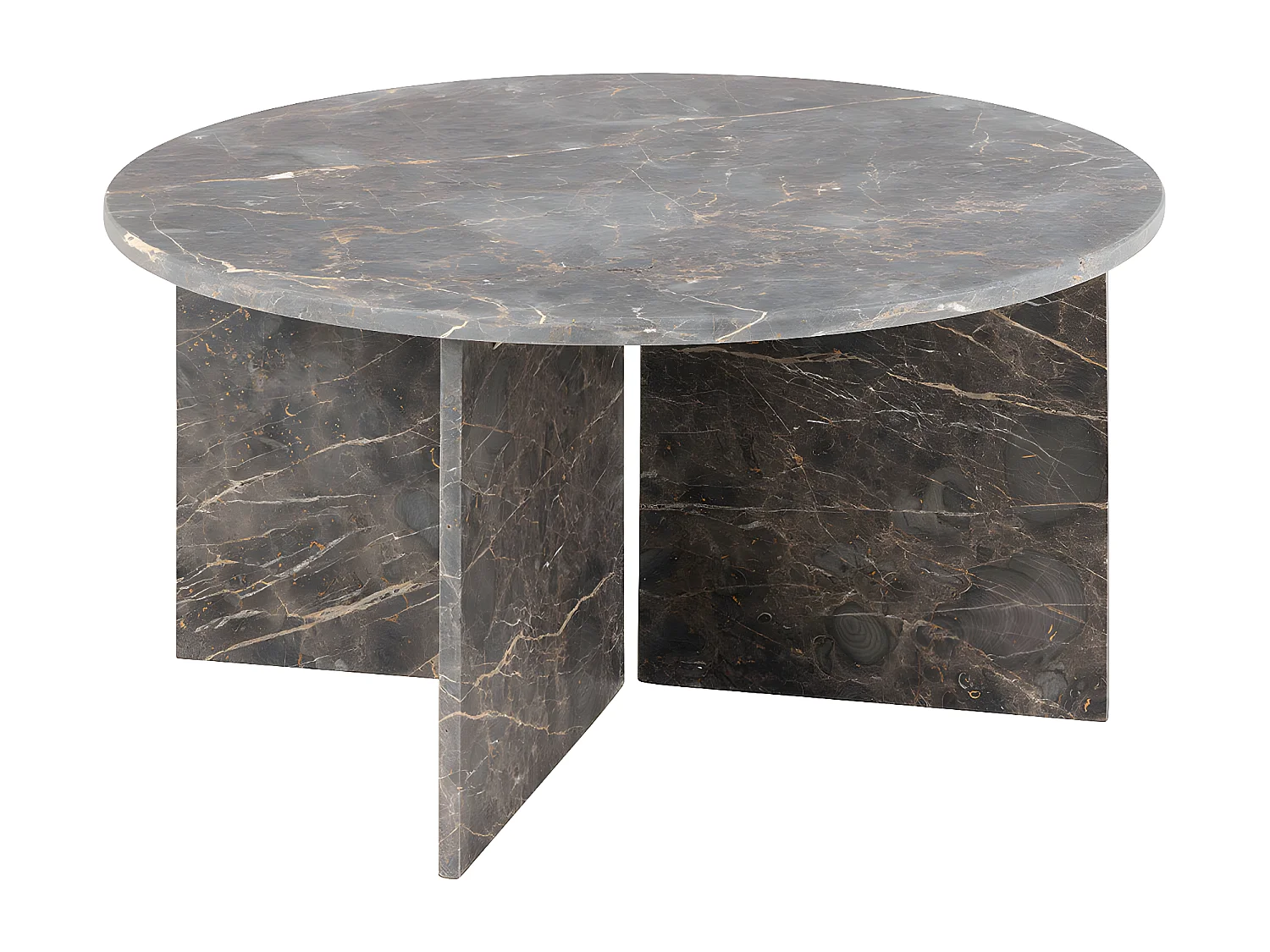 Vega table basse Ø90cm marbre marron.